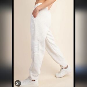 Hippie Rose White Fleece Joggers